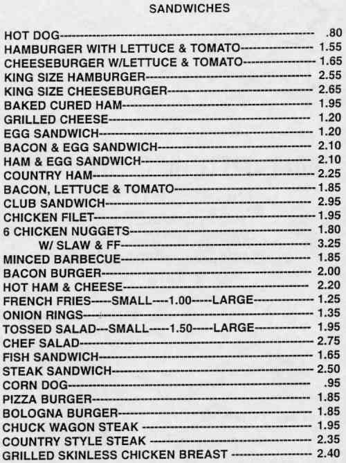 Billy's Restaurant Menu p. 2