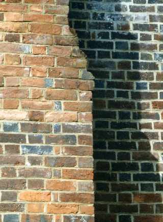 East chimney: rounded bricks
