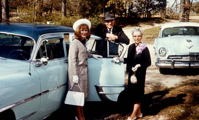 Patricia Beaver, Trubie and Mary Mitchell, and Two 1954 Chryslers