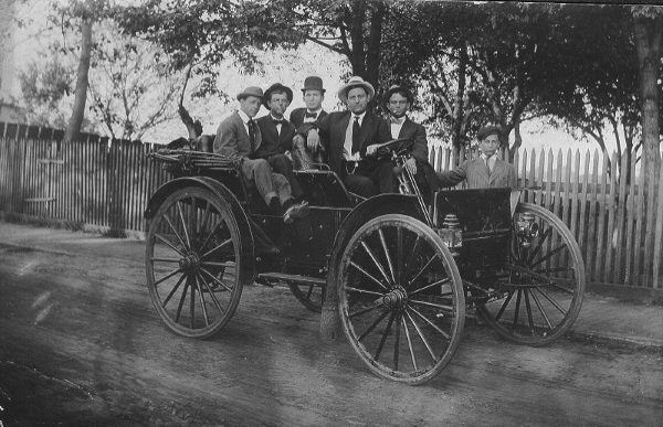 Asa Viccellio and Friends with Early Automobile